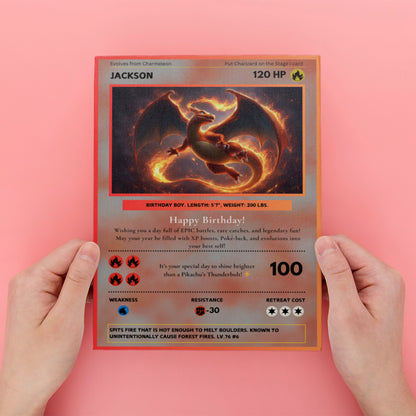 Editable Charizard Birthday Card Invitation - CreativeRino
