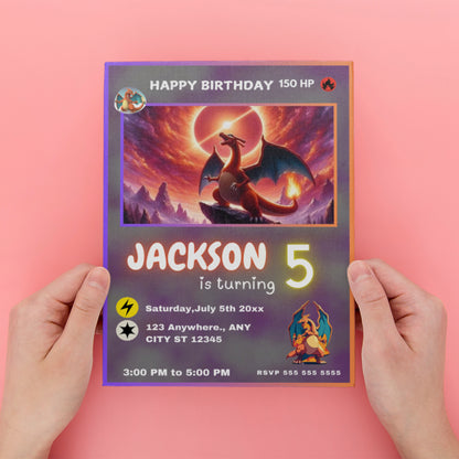 Charizard Birthday Card Invitation - CreativeRino