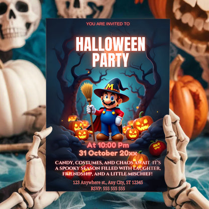 Spooky Super Mario Halloween Party Invitation - CreativeRino