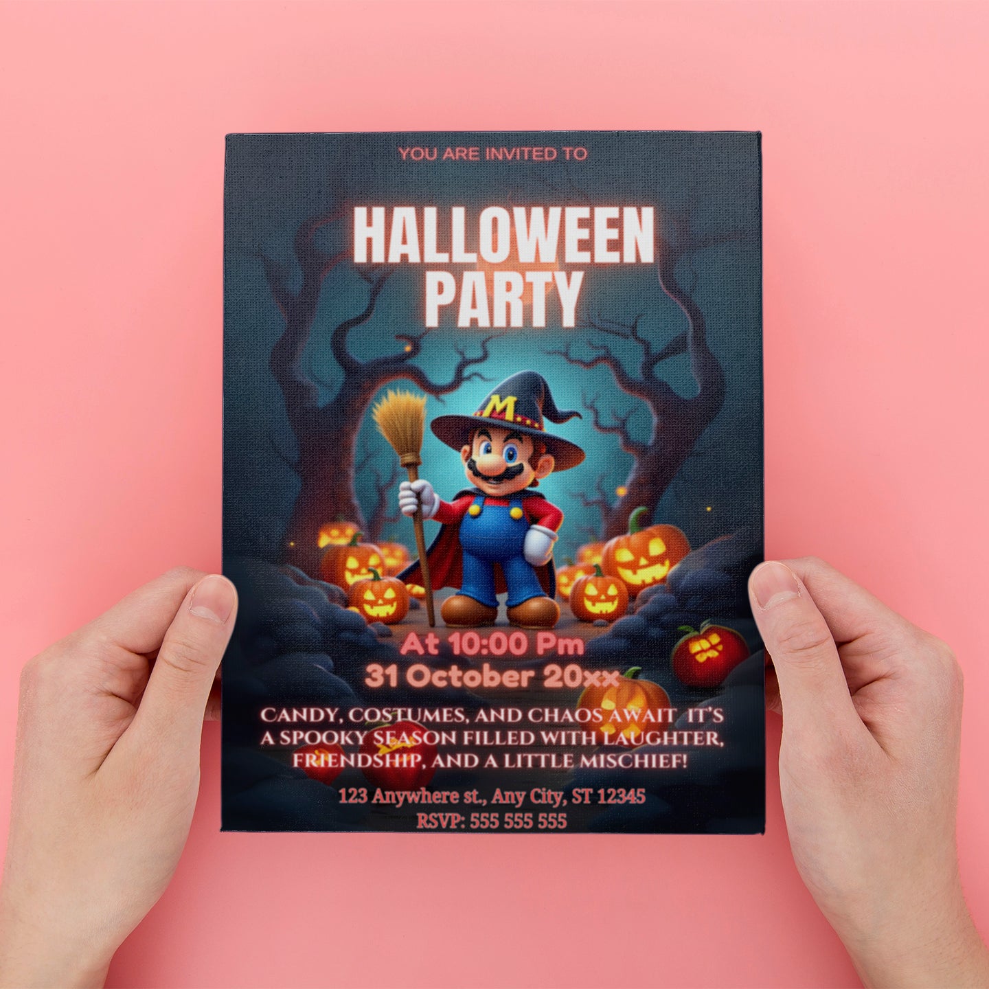 Spooky Super Mario Halloween Party Invitation - CreativeRino