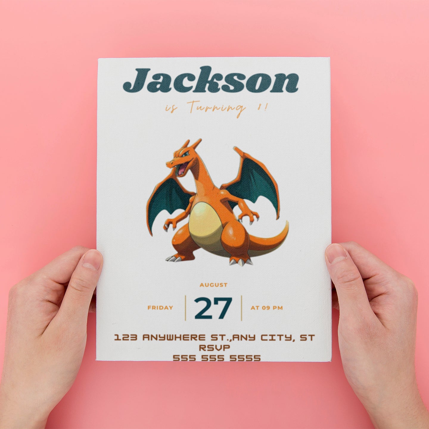 Digital Pokemon Charizard Birthday Invite Template - CreativeRino