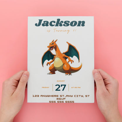Digital Pokemon Charizard Birthday Invite Template - CreativeRino