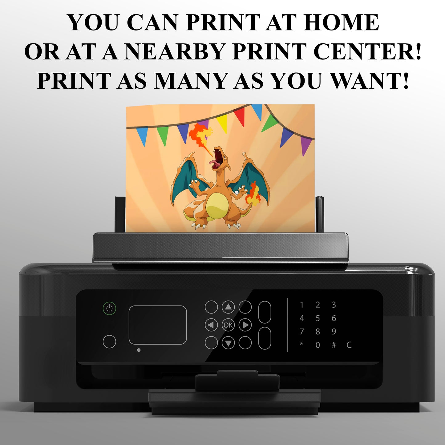 Editable Charizard Birthday Invitation - CreativeRino