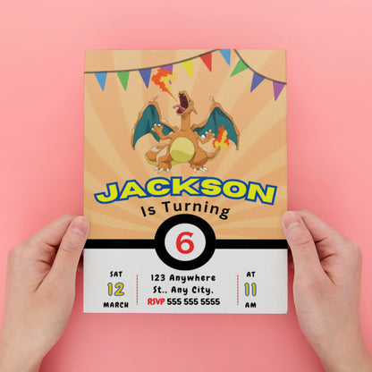 Editable Charizard Birthday Invitation - CreativeRino