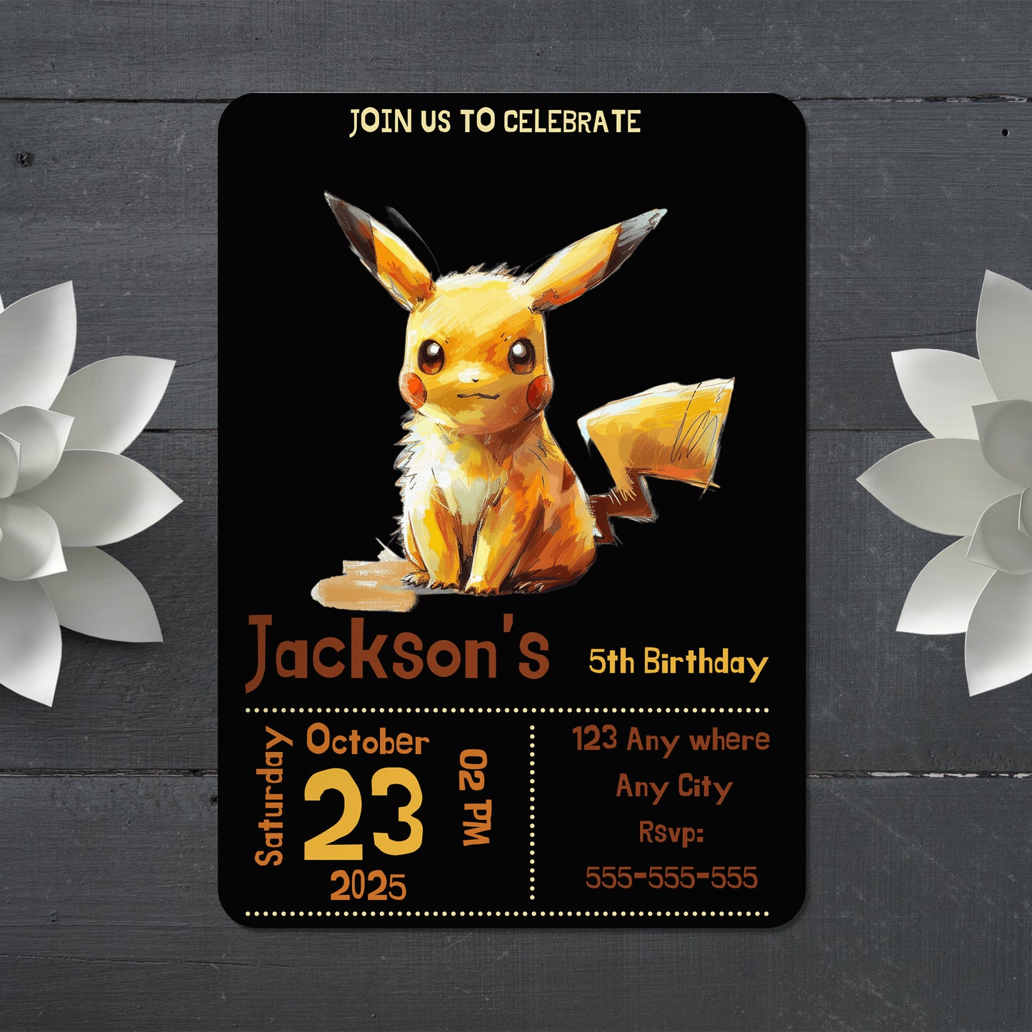 Editable Pikachu Birthday Party Invitation - CreativeRino