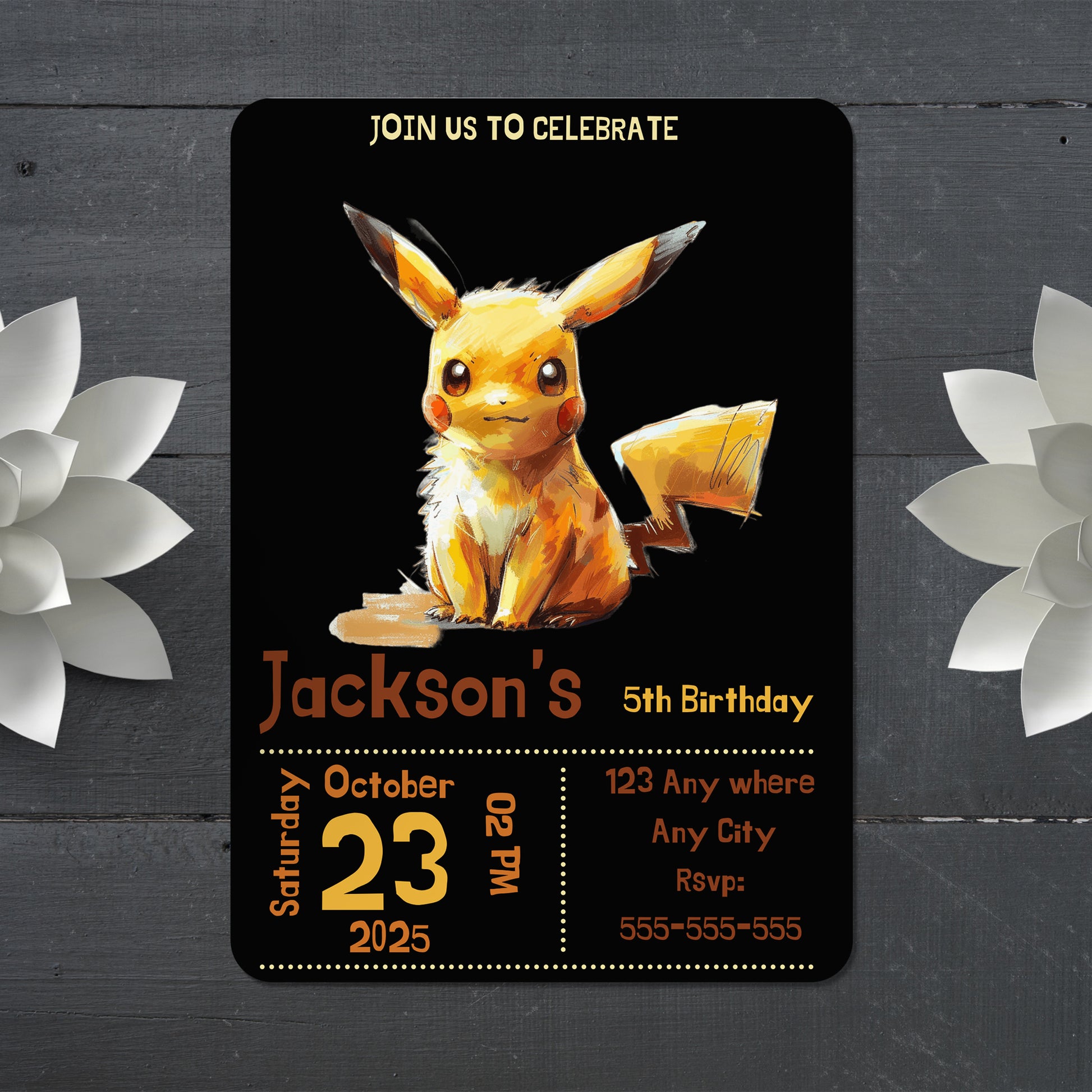 Editable Pikachu Birthday Party Invitation - CreativeRino