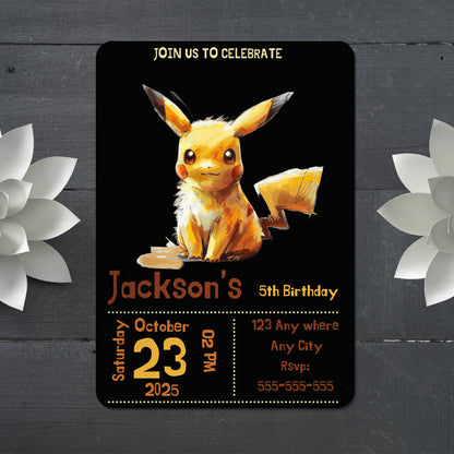 Editable Pikachu Birthday Party Invitation - CreativeRino