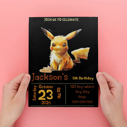 Editable Pikachu Birthday Party Invitation - CreativeRino