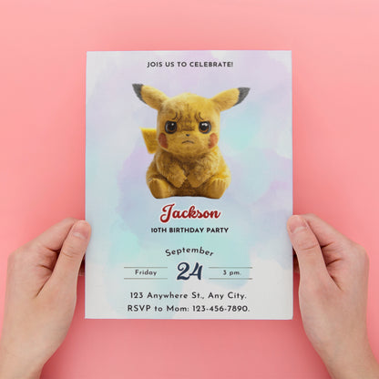 Digital Pokemon Birthday Invitation Template - CreativeRino