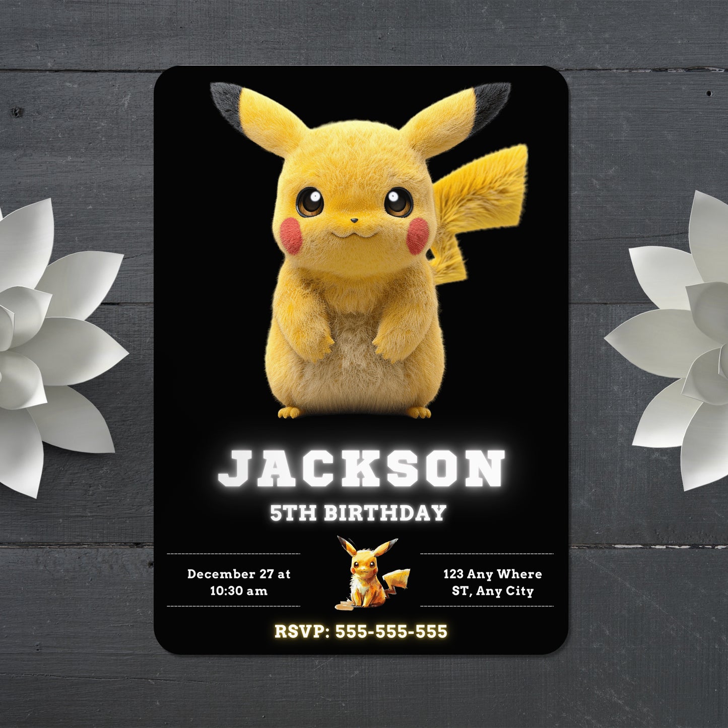 Pikachu Birthday Invitation - CreativeRino