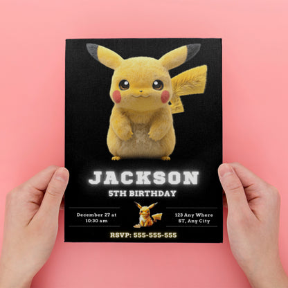 Pikachu Birthday Invitation - CreativeRino