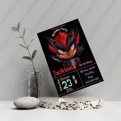 Shadow The Hedgehog Birthday Invitation Template - CreativeRino