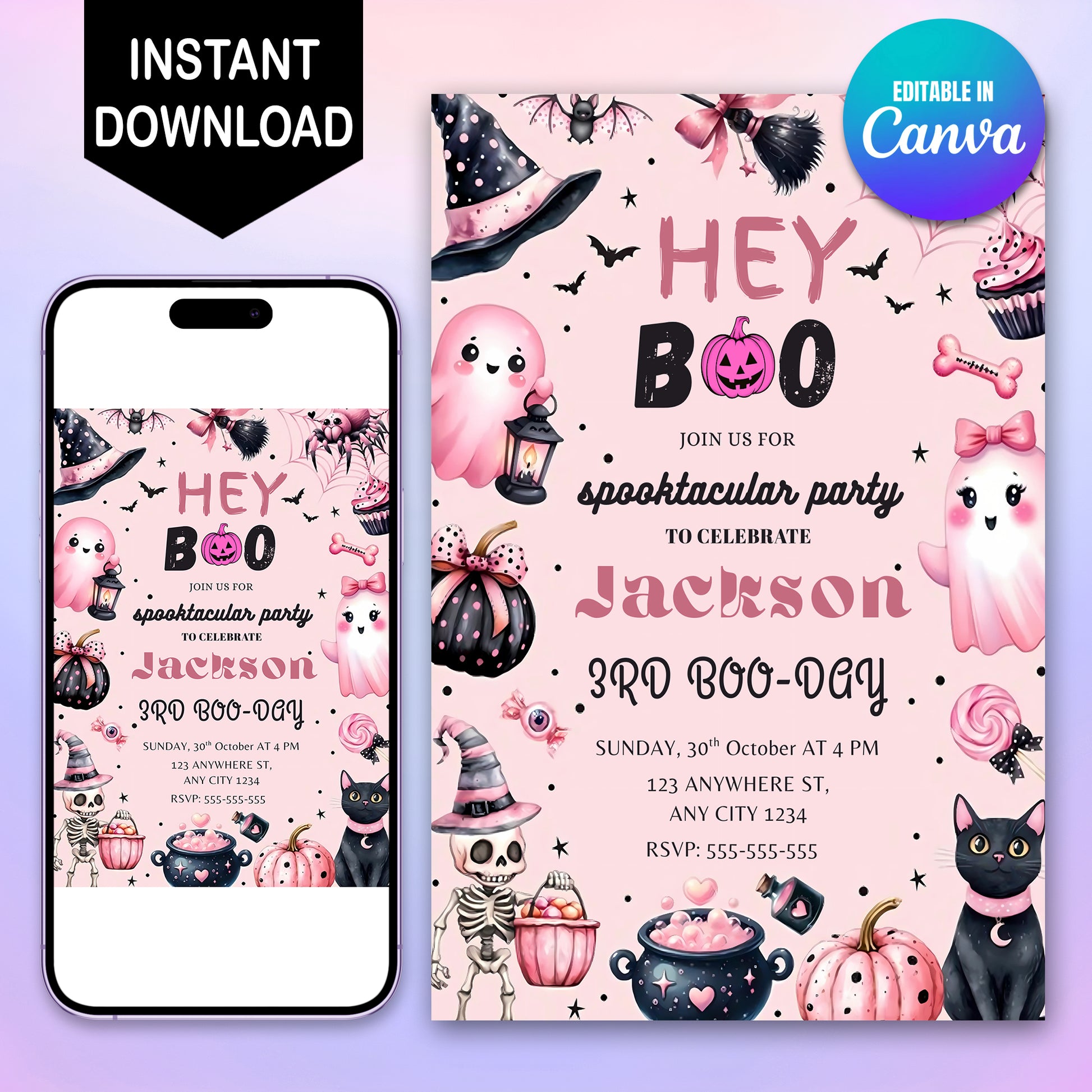 Editable Halloween Birthday Invitation Template - CreativeRino