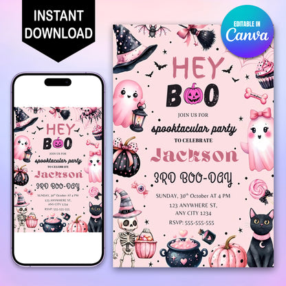 Editable Halloween Birthday Invitation Template - CreativeRino