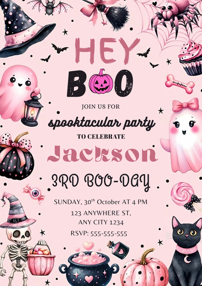 Editable Halloween Birthday Invitation Template - CreativeRino
