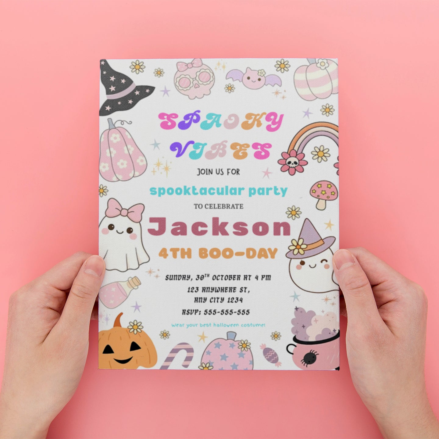 Editable Groovy Halloween Birthday Invitation - CreativeRino