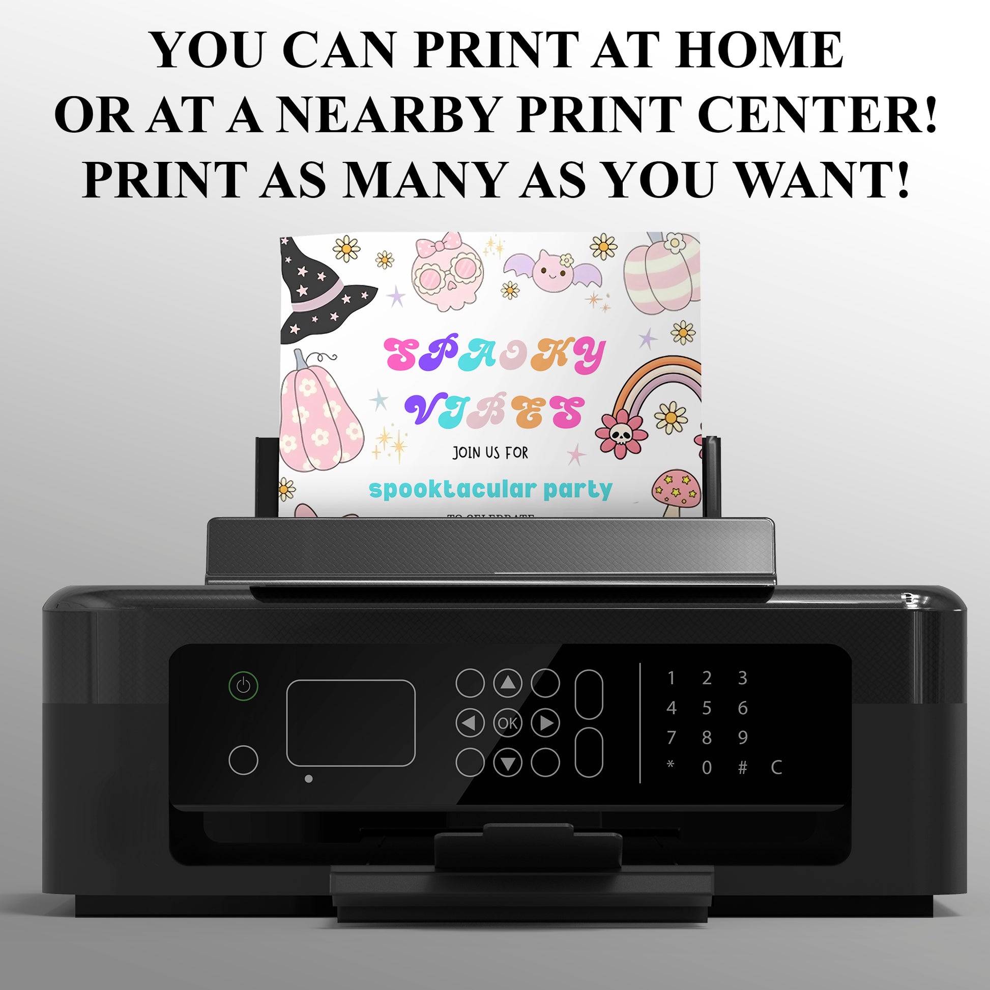 Editable Groovy Halloween Birthday Invitation - CreativeRino