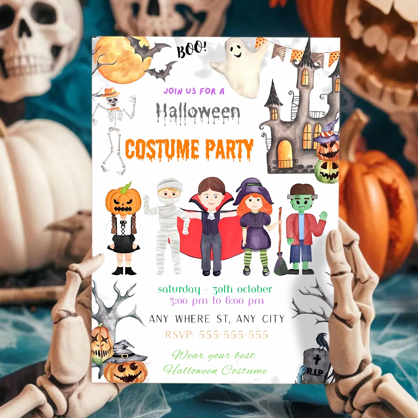 Editable Halloween Costume Party Invitation - CreativeRino