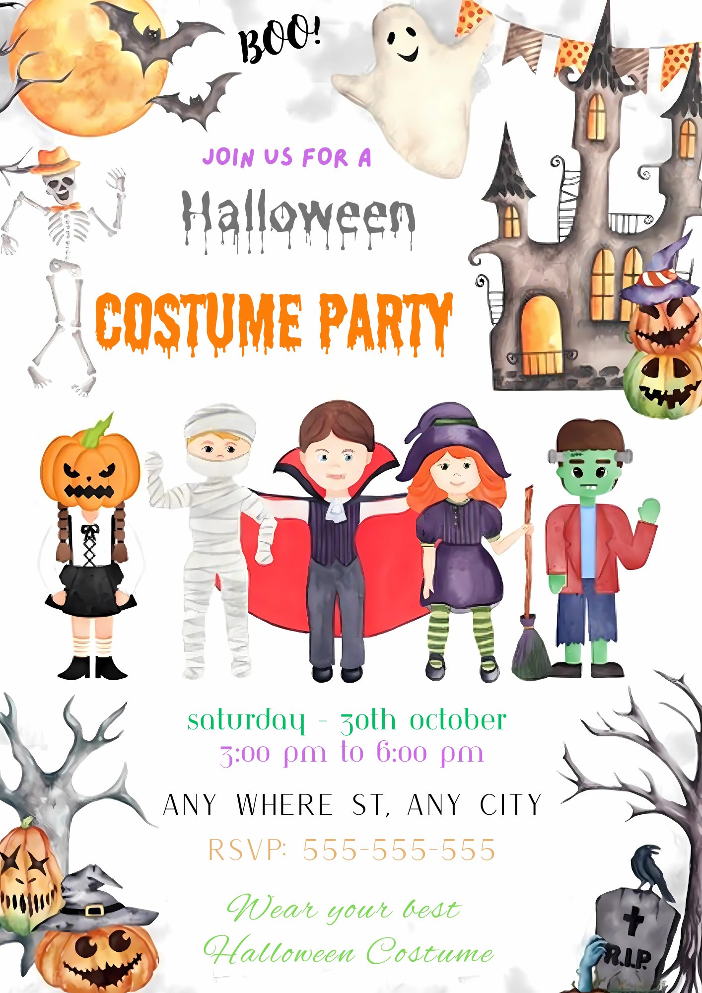 Editable Halloween Costume Party Invitation - CreativeRino