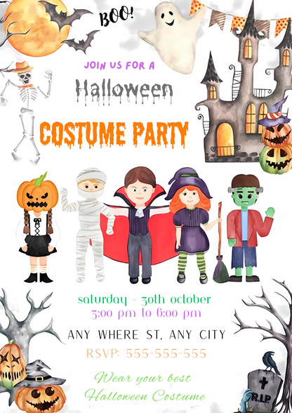 Editable Halloween Costume Party Invitation - CreativeRino