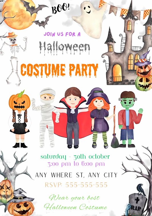 Editable Halloween Costume Party Invitation - CreativeRino