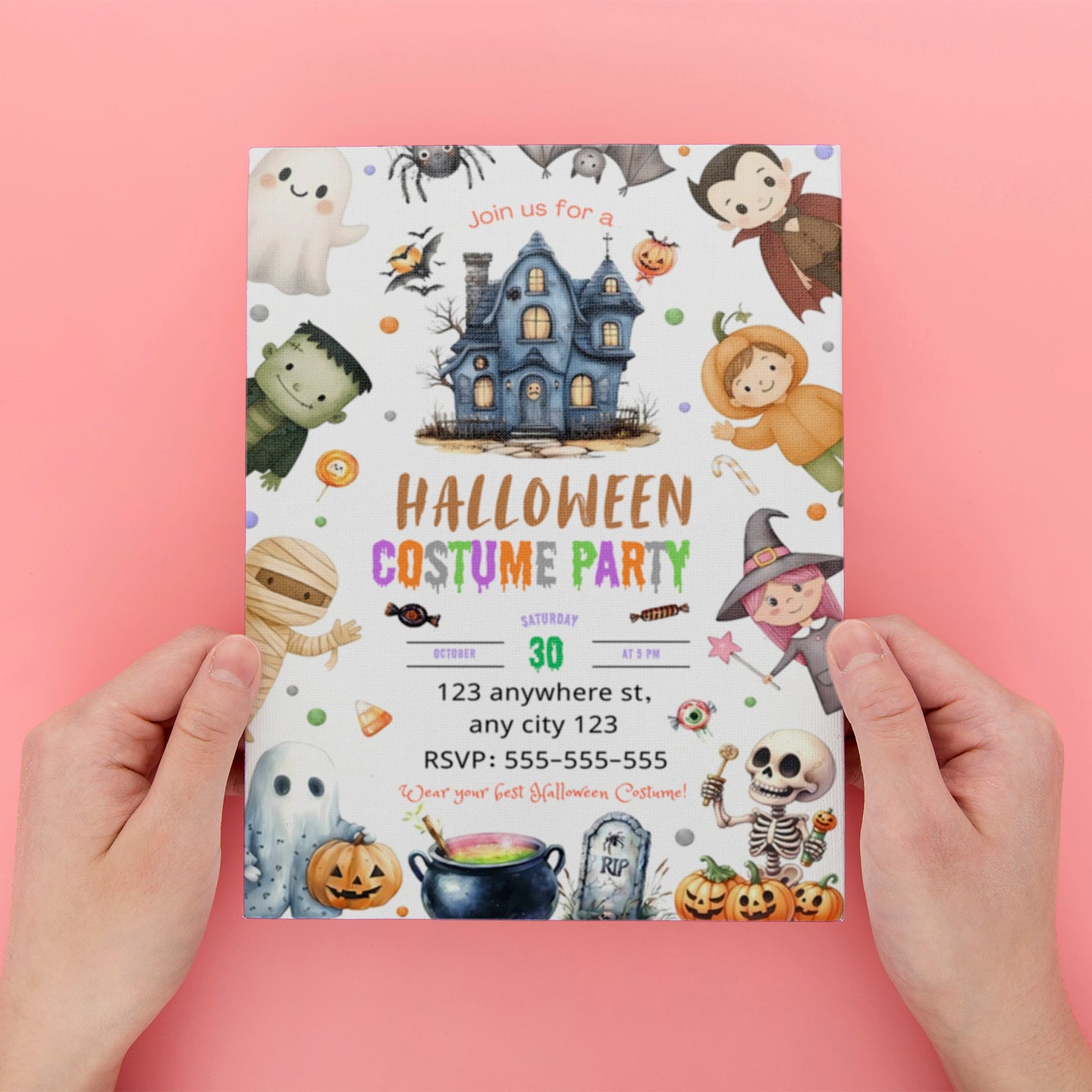 Editable Halloween Costume Party Invitation Halloween Birthday Invitation - CreativeRino