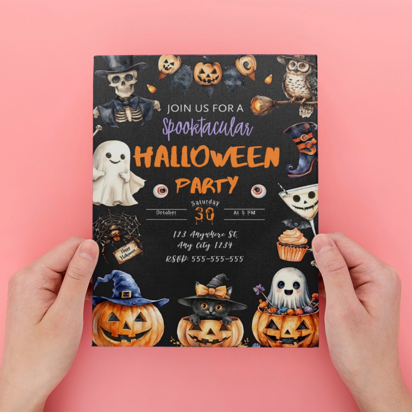 Spooky Pumpkin Theme Halloween Birthday Invitation - CreativeRino