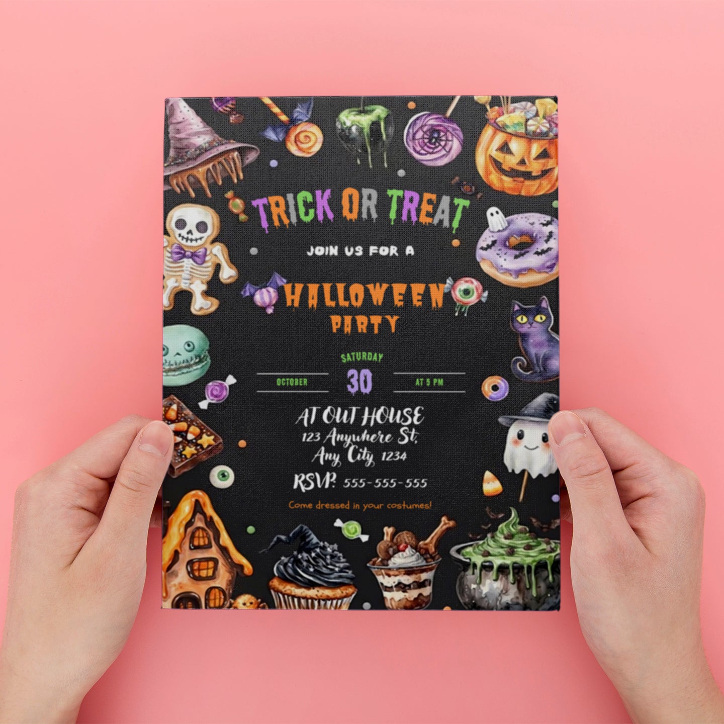 Editable Trick or Treat Halloween Party Invitation - CreativeRino