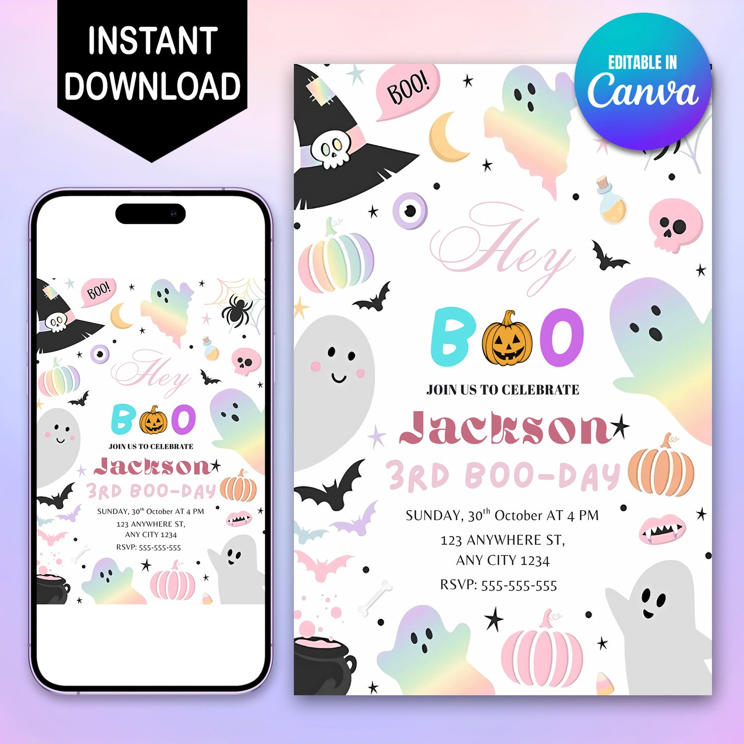 Halloween Birthday Invitation template - CreativeRino