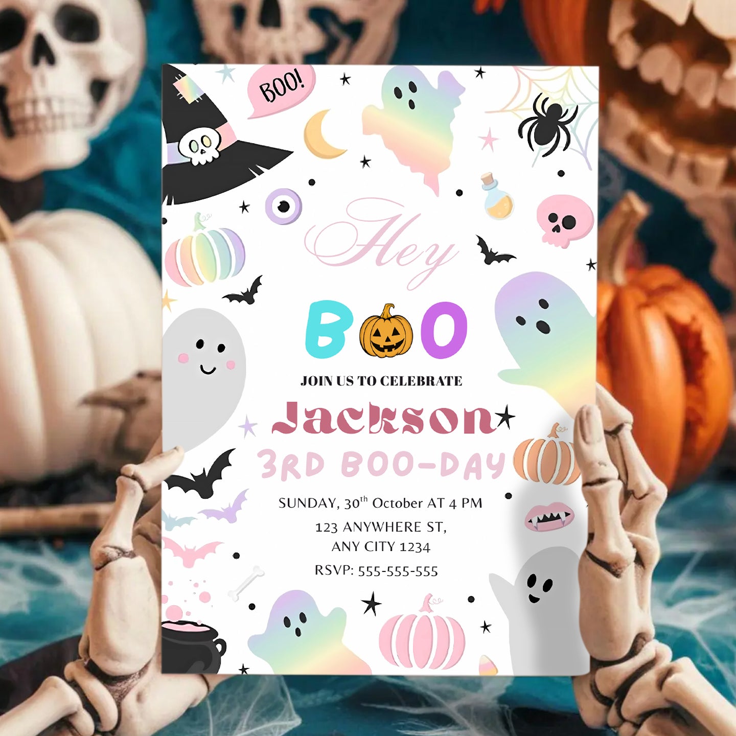 Halloween Birthday Invitation template - CreativeRino