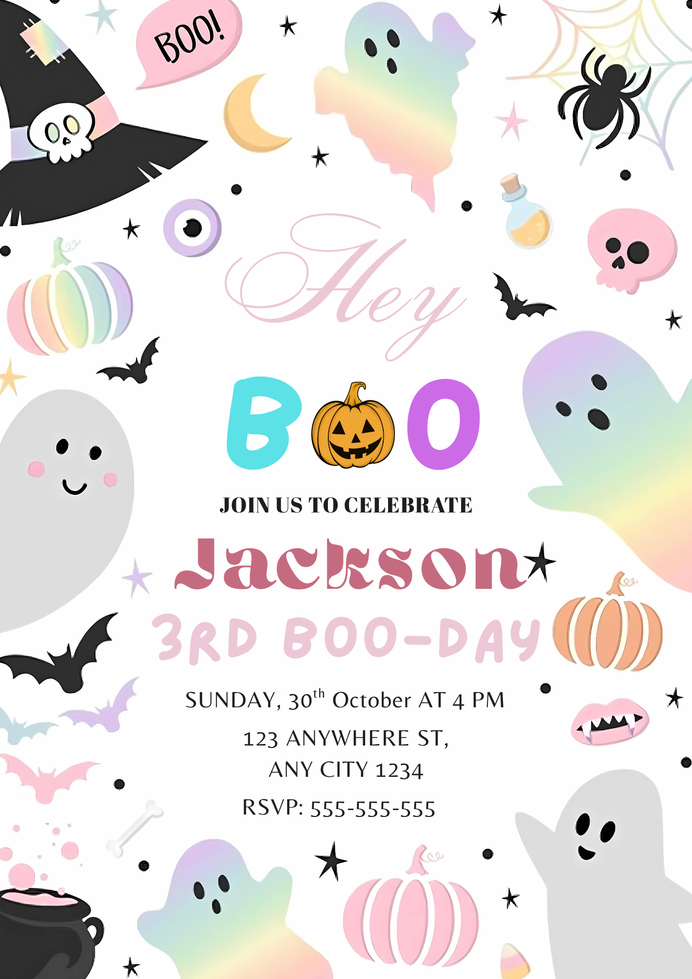 Halloween Birthday Invitation template - CreativeRino