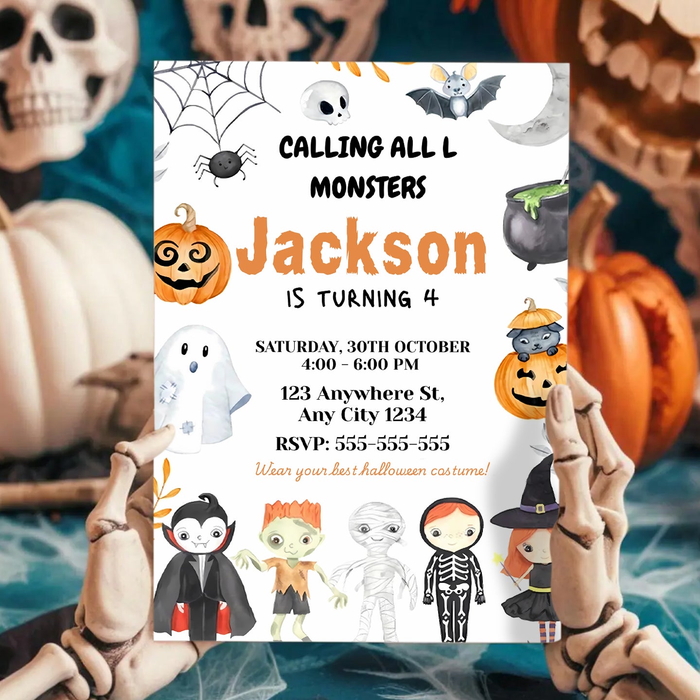 Editable Halloween Invitation Halloween Party Invitation - CreativeRino