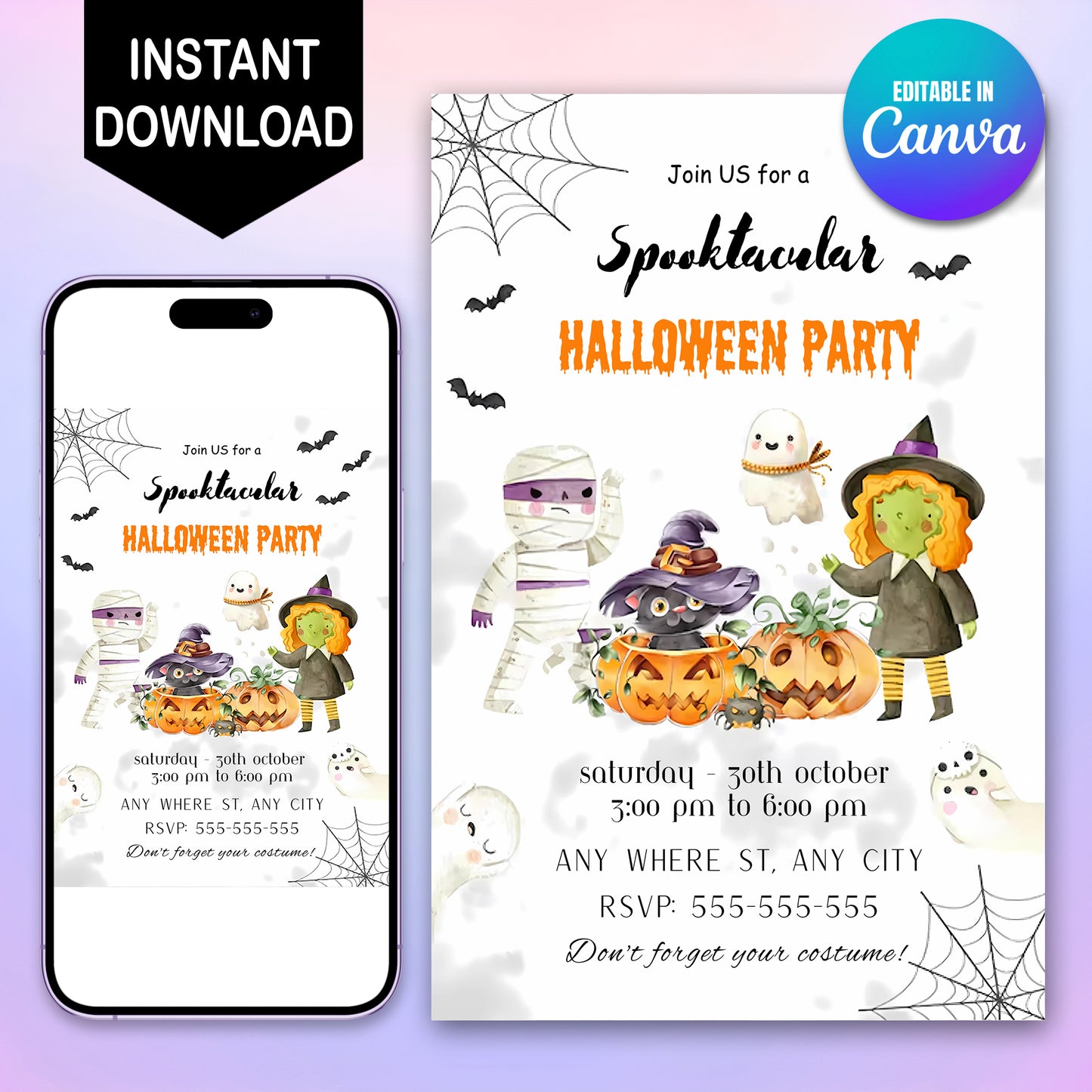 Spooktacular Halloween Invitation Halloween Party Invitation - CreativeRino