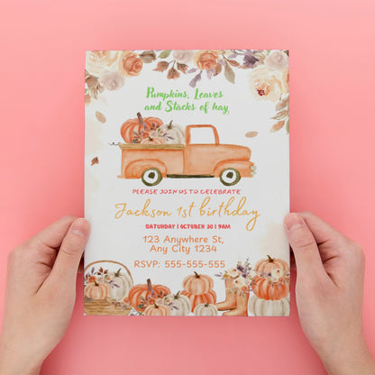 Fall Pumpkin Truck Invitation - CreativeRino