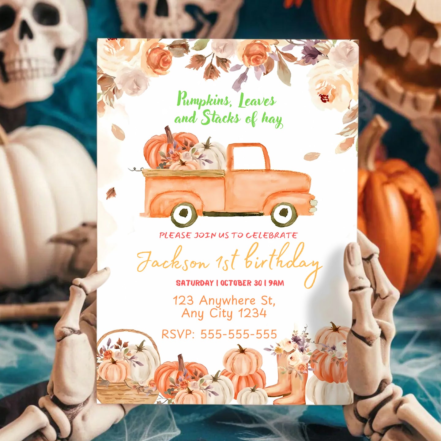 Fall Pumpkin Truck Invitation - CreativeRino