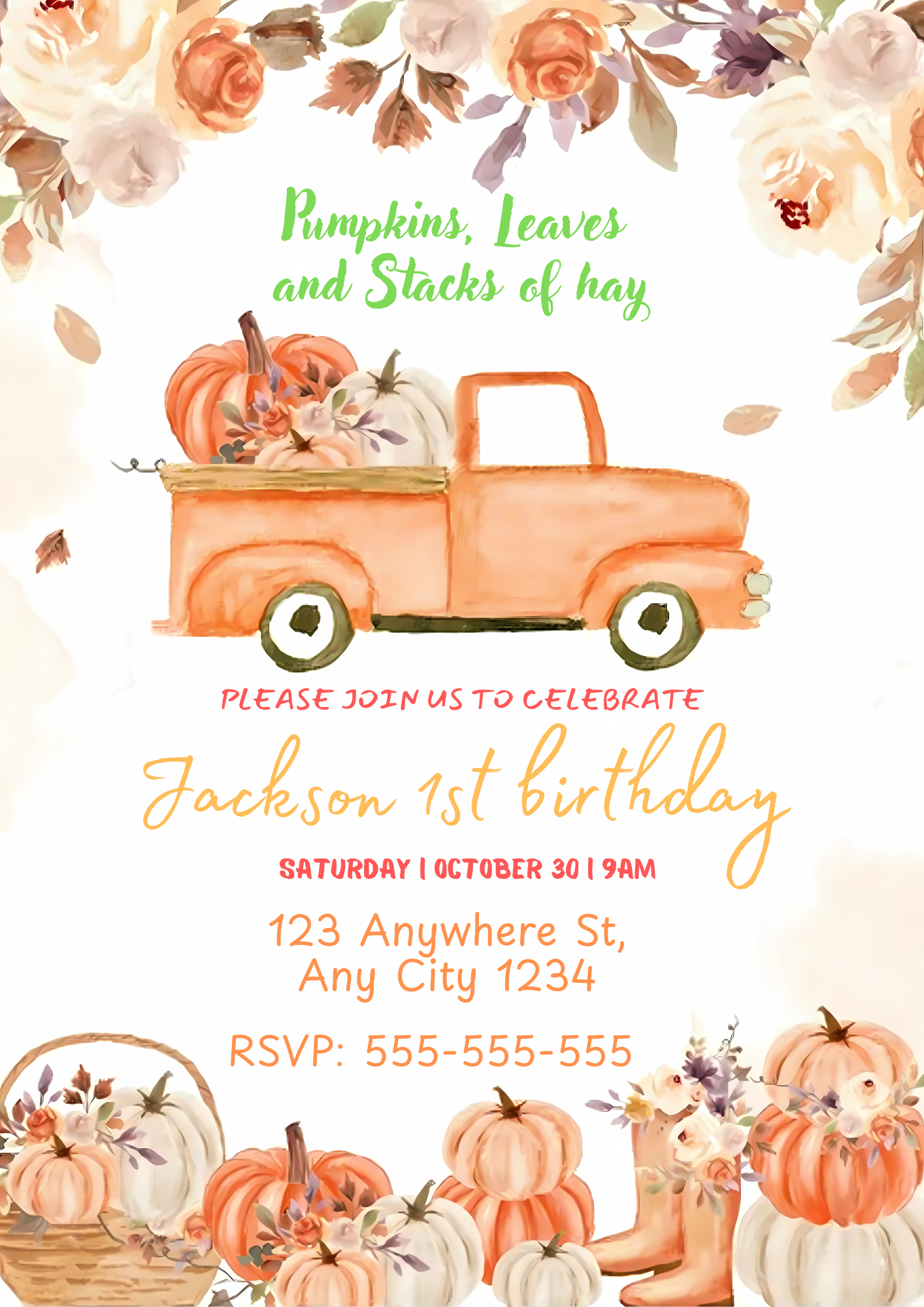 Fall Pumpkin Truck Invitation - CreativeRino