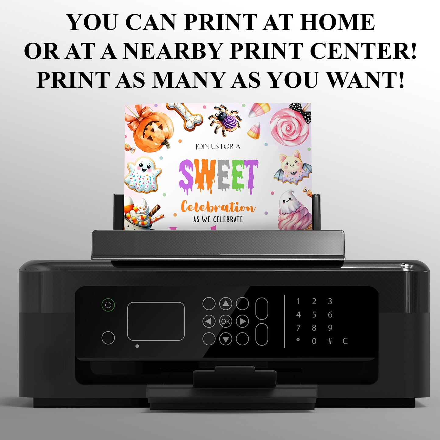 Editable Sweets Halloween Birthday Invitation - CreativeRino