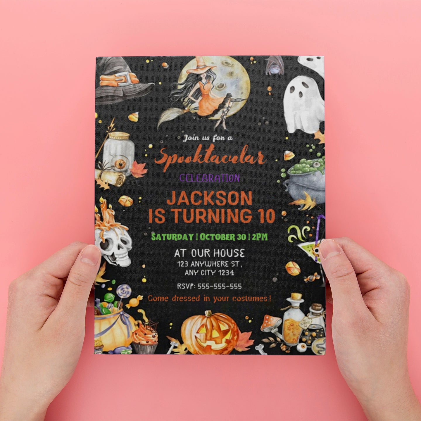 Editable Spooktacular Halloween Birthday Invitation - CreativeRino
