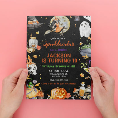 Editable Spooktacular Halloween Birthday Invitation - CreativeRino