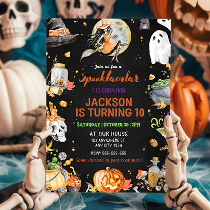 Editable Spooktacular Halloween Birthday Invitation - CreativeRino