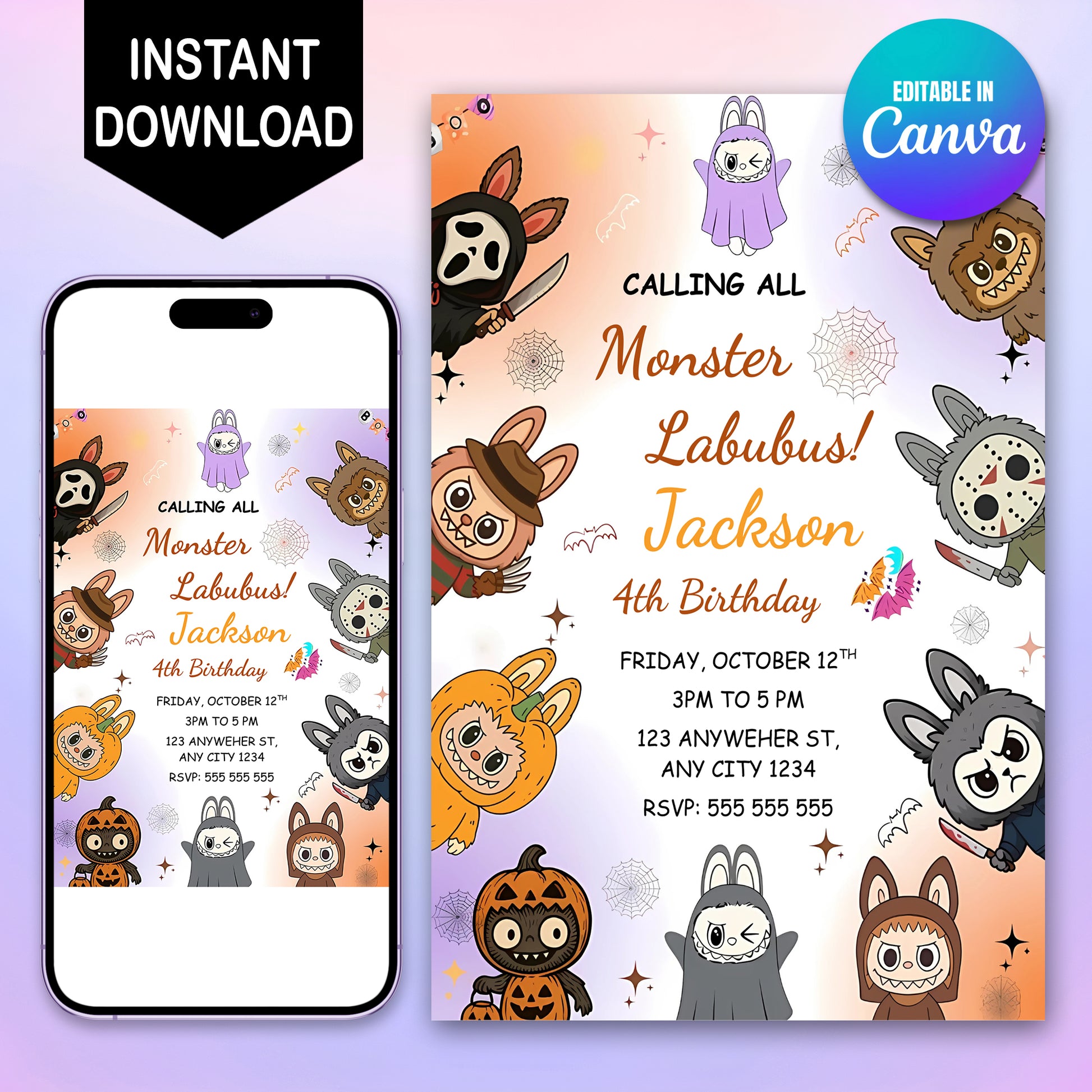 Monster Labubu Halloween Invitation - CreativeRino