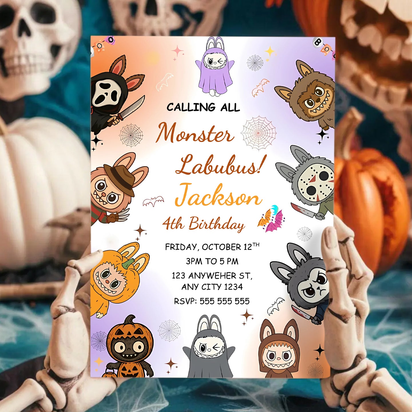 Monster Labubu Halloween Invitation - CreativeRino