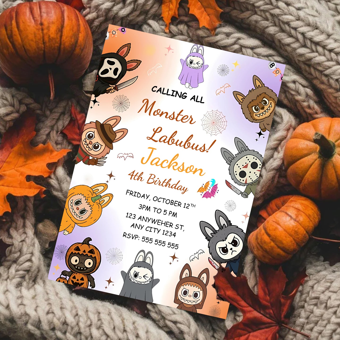 Monster Labubu Halloween Invitation - CreativeRino
