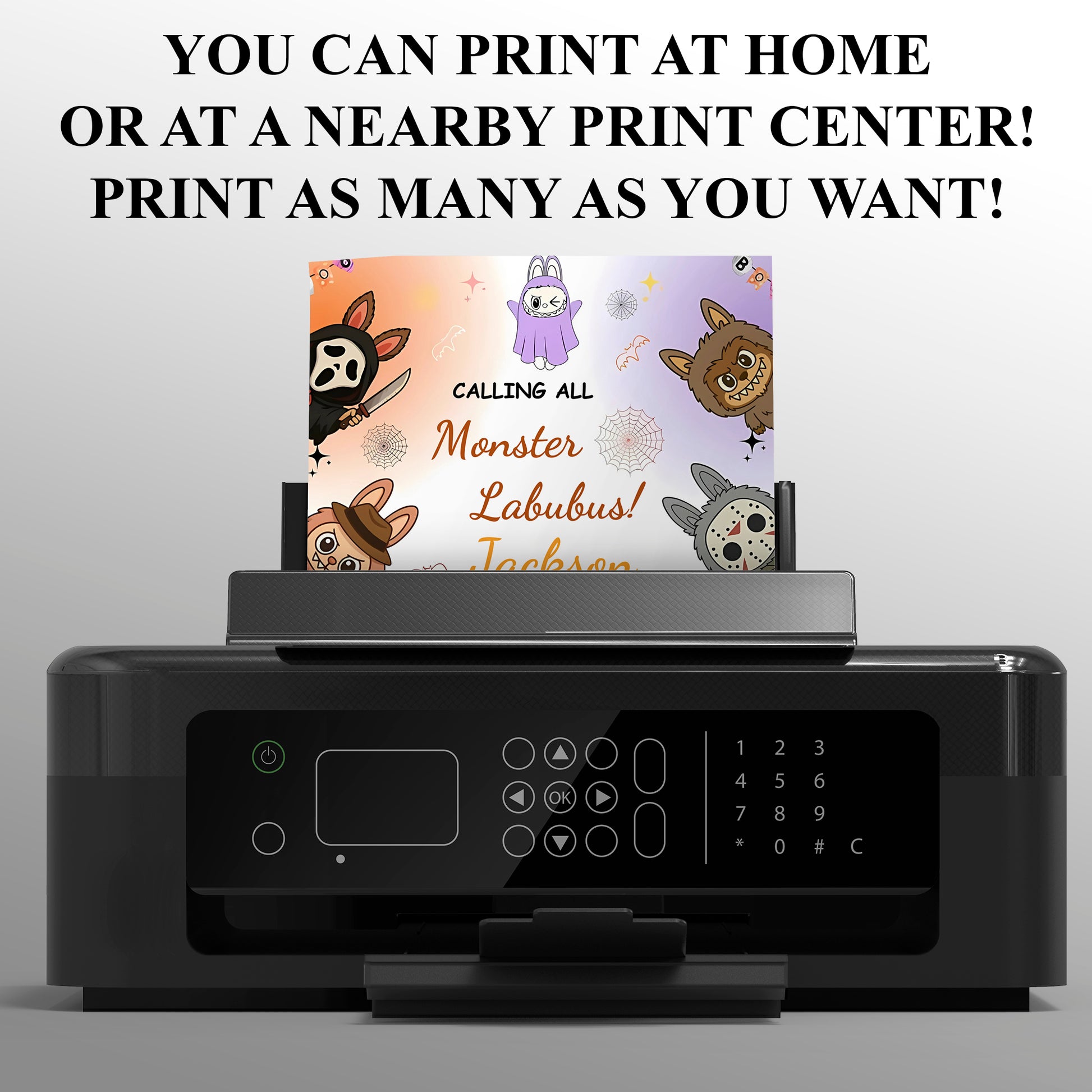 Monster Labubu Halloween Invitation - CreativeRino