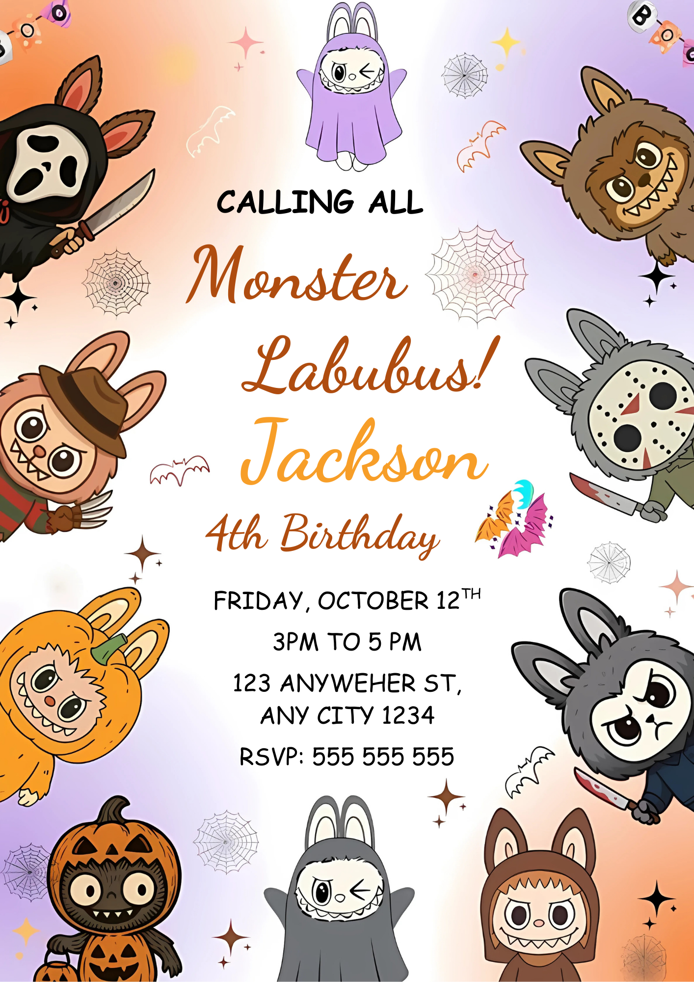 Monster Labubu Halloween Invitation - CreativeRino