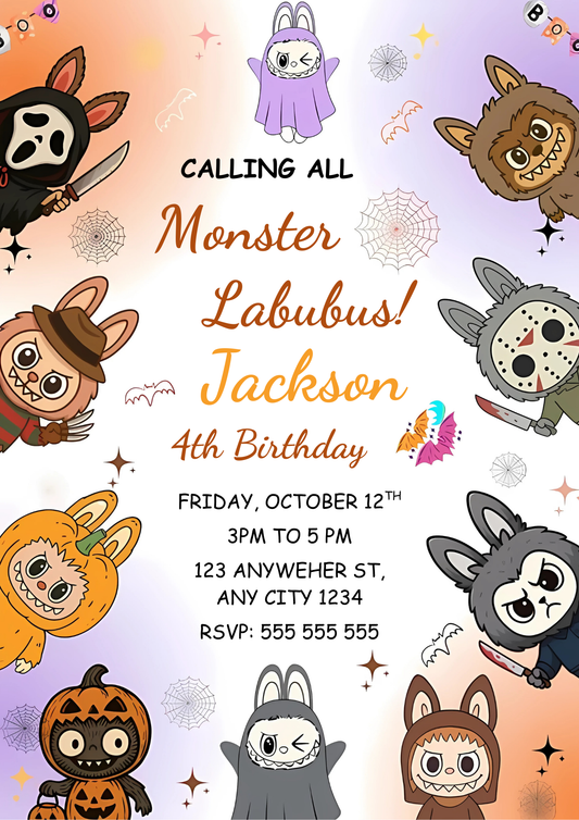 Monster Labubu Halloween Invitation - CreativeRino