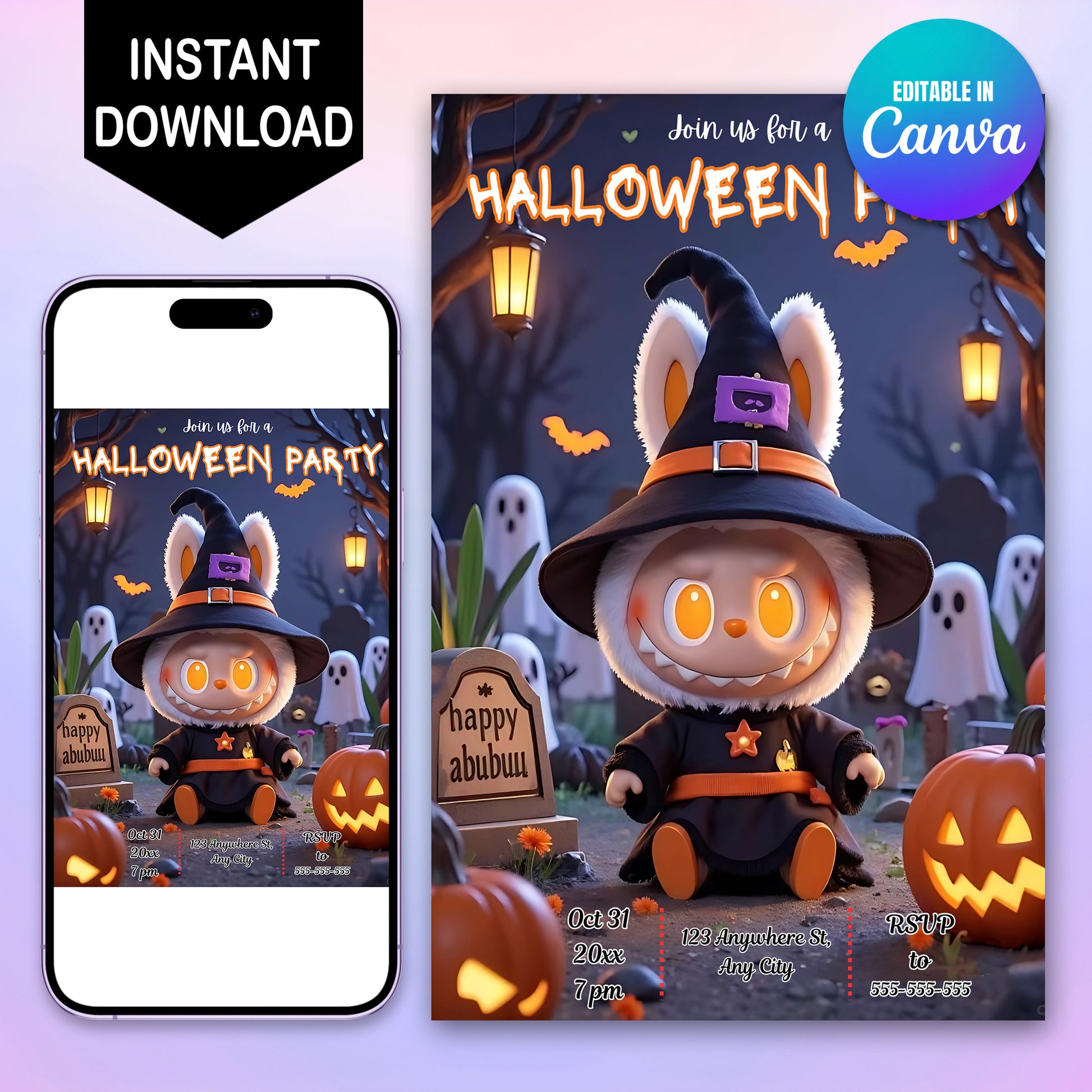 Labubu Halloween Party Template - CreativeRino