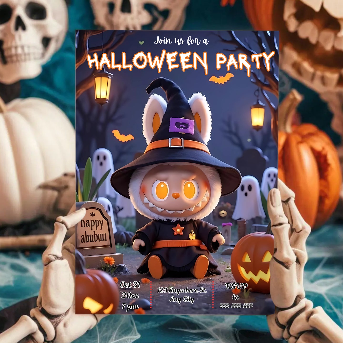 Labubu Halloween Party Template - CreativeRino