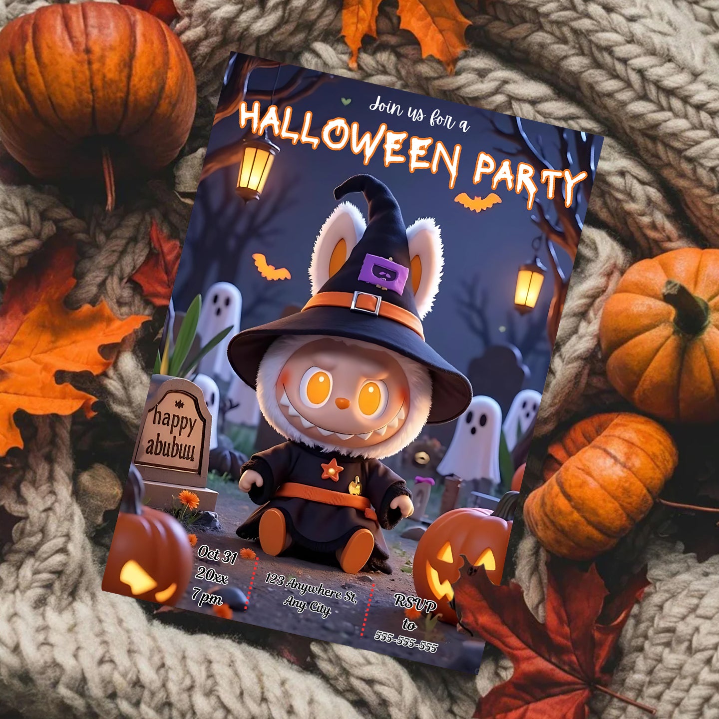 Labubu Halloween Party Template - CreativeRino