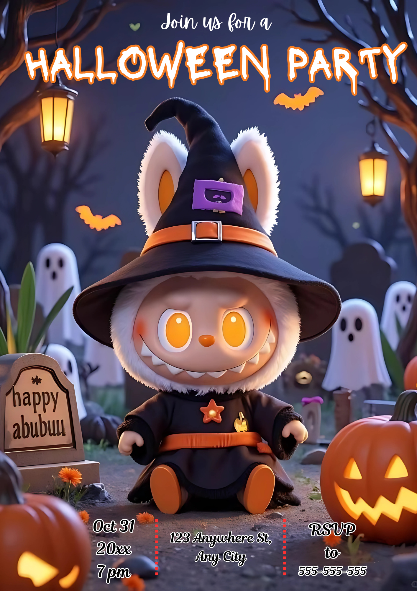 Labubu Halloween Party Template - CreativeRino